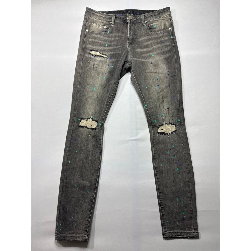 THRT Men's Distressed Paint Splatter Gray‎ Skinny Jeans - Size 32 (32x31)
